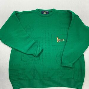 Blarney Castle Designs Ireland Green Textured Knit Sweater Mens XL‎ Made Ireland